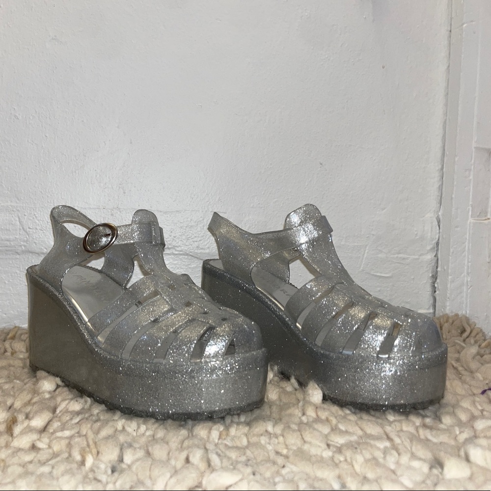 Pandora Silver Glitter Platform Sandals